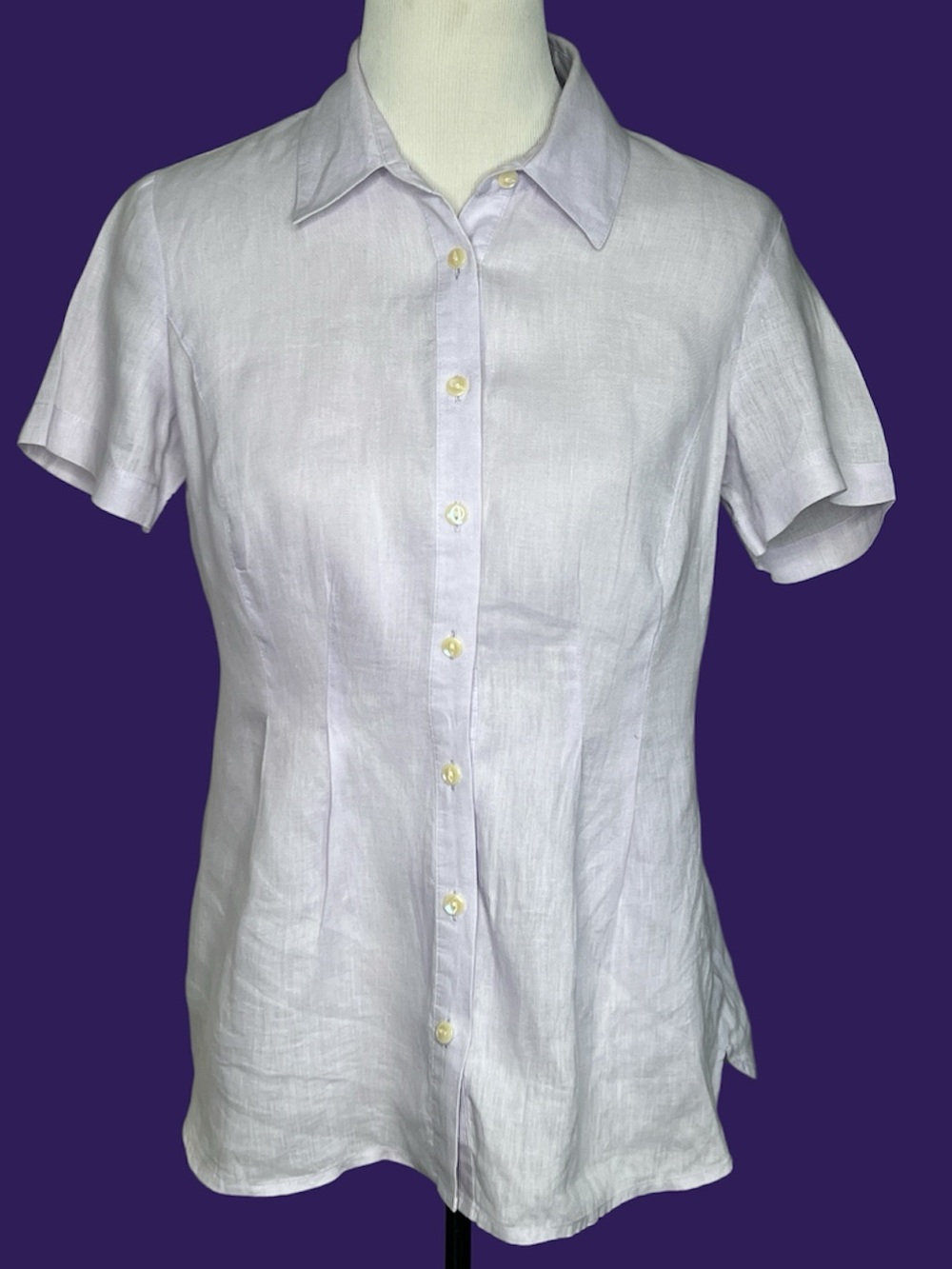 J.Jill Linen Blouse SM Short Sleeves Button Front Casual Summer Lightweight